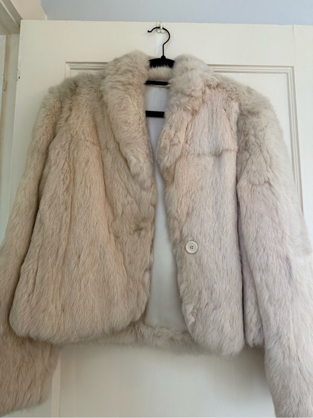 Genuine Rabbit Fur Jacket Coat Cream